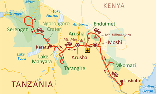 Ngorongo Krater NP Centre, Tanzania Karte 15 Tage